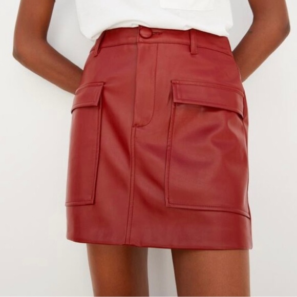 Zara Faux Leather Burgundy Mini Skirt (XS) - Picture 1 of 5